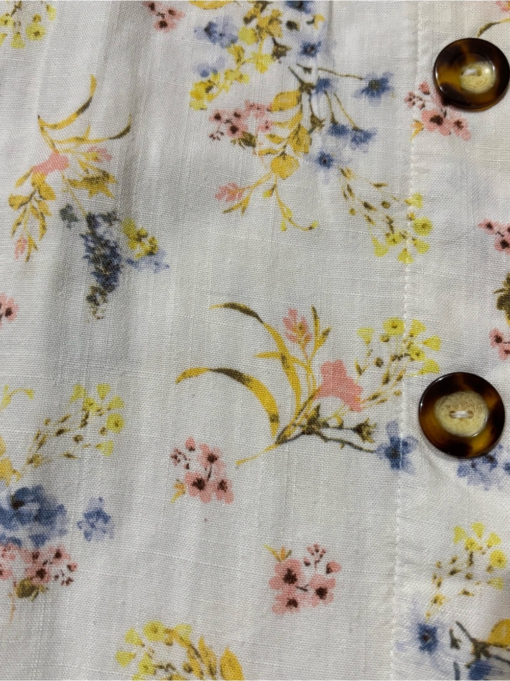 Floral Button-Front White Mini Dress - Picture 4 of 5